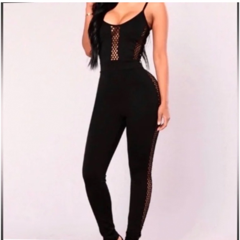 🪞 NEW black paneled fitted long jumpsuit